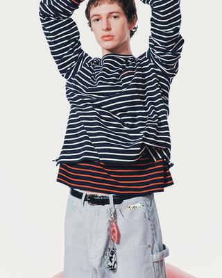 EDENIK Marine Roll-Up Stripe T-Shirt (Navy)_Ezs2Ts14Nv