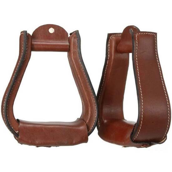 High Quality Horse Western Stirrups Saddle Tack Floral Handmade Tooled Leather Covered Pair