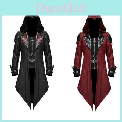 Giacca Medievale Unica con Cappuccio e Cuciture per Uomo, Progettata per Divertimento di Halloween e Cosplay
