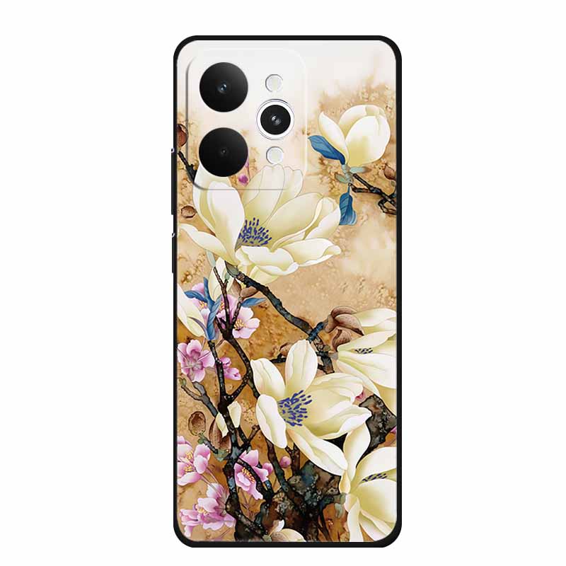 For Realme 15 15 Pro 5G Black Case 3D TPU Silicone Soft Back Cover For Realme C15 6.5" Funda Emboss Relief Flowers Bag Casing