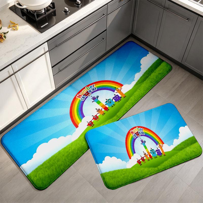 Numberblocks Flannel Kitchen Mat Christmas Soft Area Rug Non Slip Floor Carpet Home Decoration