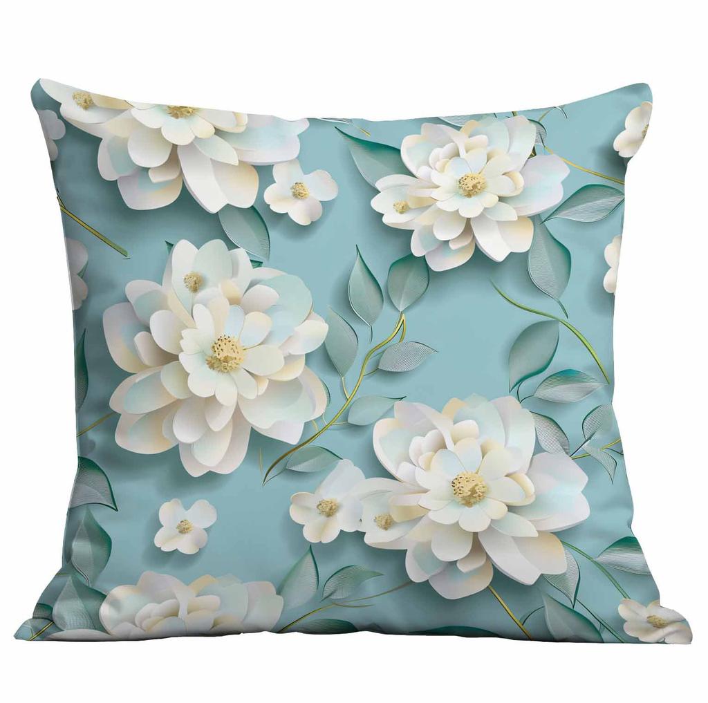 Spring and Summer 3D Floral Print Pillowcase Home Sofa Cushion Pillowcase