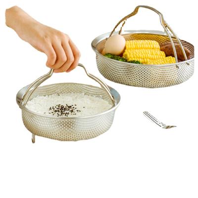 Vaporiera multifunzionale in acciaio inossidabile 304, cestello scolapiatti a fori densi, cestello per lavare le verdure, divisorio, cottura a vapore.