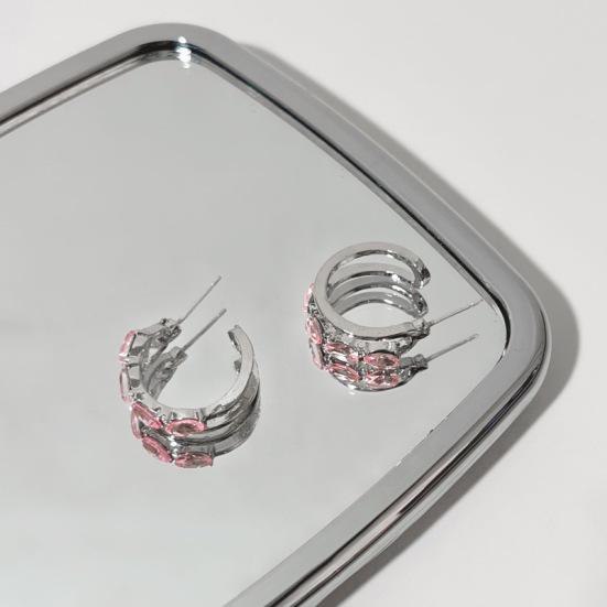 

1 пара Серьги Huggie S-образный горный хрусталь Антиаллергенный Нержавеющий без воспаления Полые Женские Украшения Для Ушей