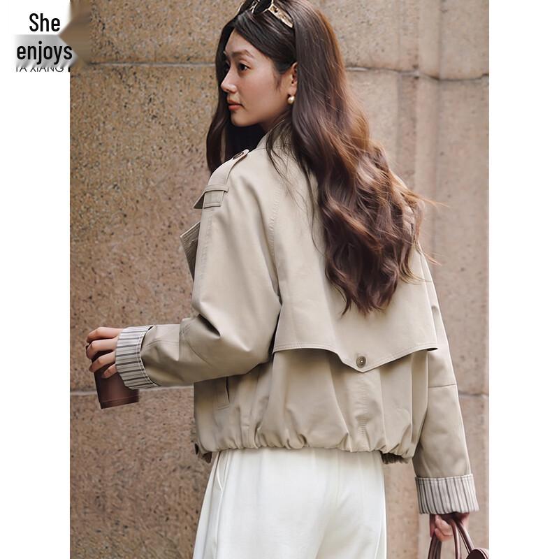 Women's Double-Breasted Short Trench Coat