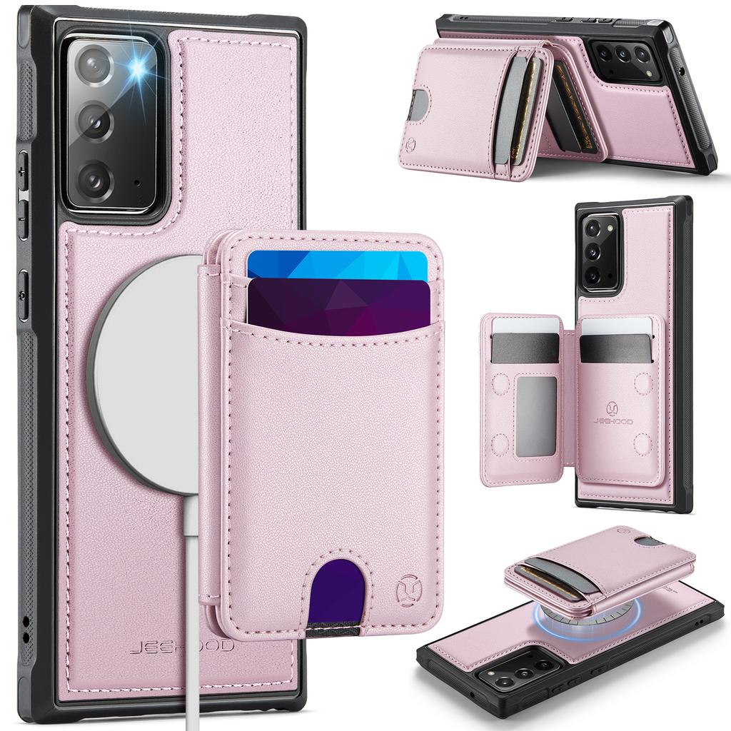For Samsung Galaxy Note20 Magnetic Case JEEHOOD J10 Leather Back Phone Cover with Detachable Card Holder Kickstand