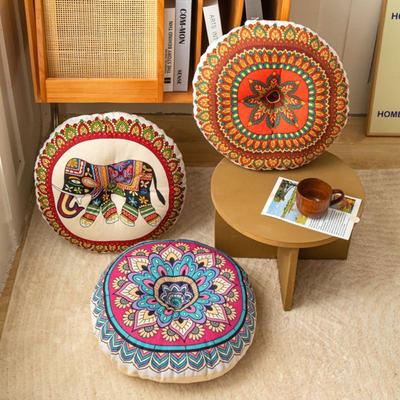 Bohemian Style Round Futon Cushions 40cm Thick Cotton and Linen Floor Mat Gifts Double-sided Mats