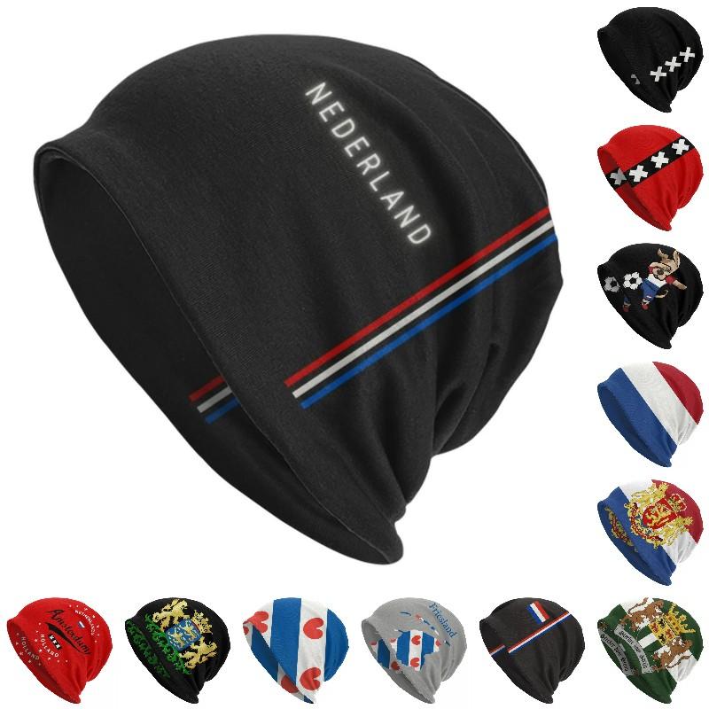 Netherlands Flag Bonnet Hats Street Knitting Hat For Unisex Women Warm Winter Holland Flag Skullies Beanies Caps