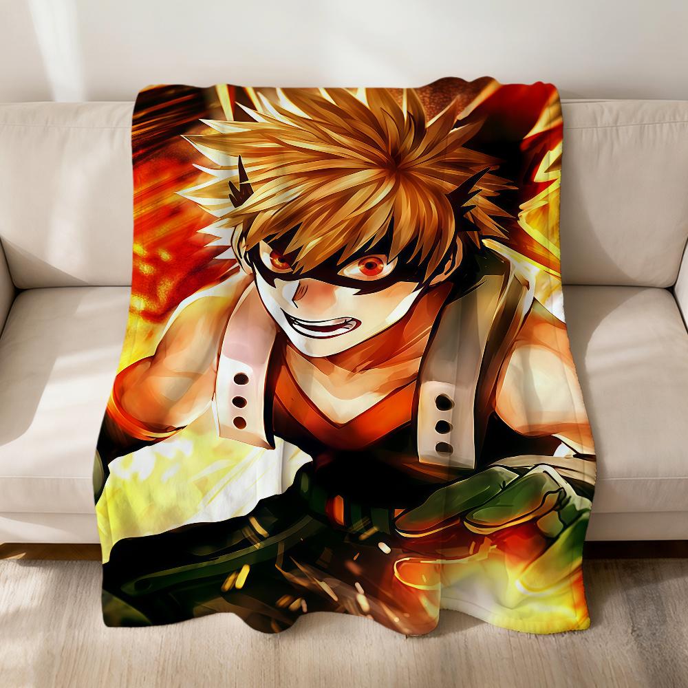 Cool Anime K-Katsuki B-Bakugo Fanart Flannel Soft Warm Plush Blanket Sofa Living Room Pet Hogar Bedroom Gift Home Car Portable