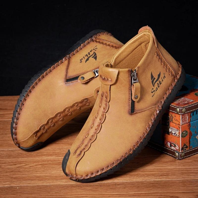 2021 autumn new high-top Martin boots are zipper handmade short boots men's large size foreign trade outdoor warm men's boots
