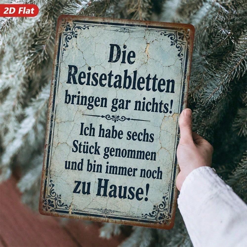 1PC Vintage German Quote Metal Sign,2D Flat Durable Windproof Iron Plaque with Safe Round Edge,Retro Hanging Wall Decor