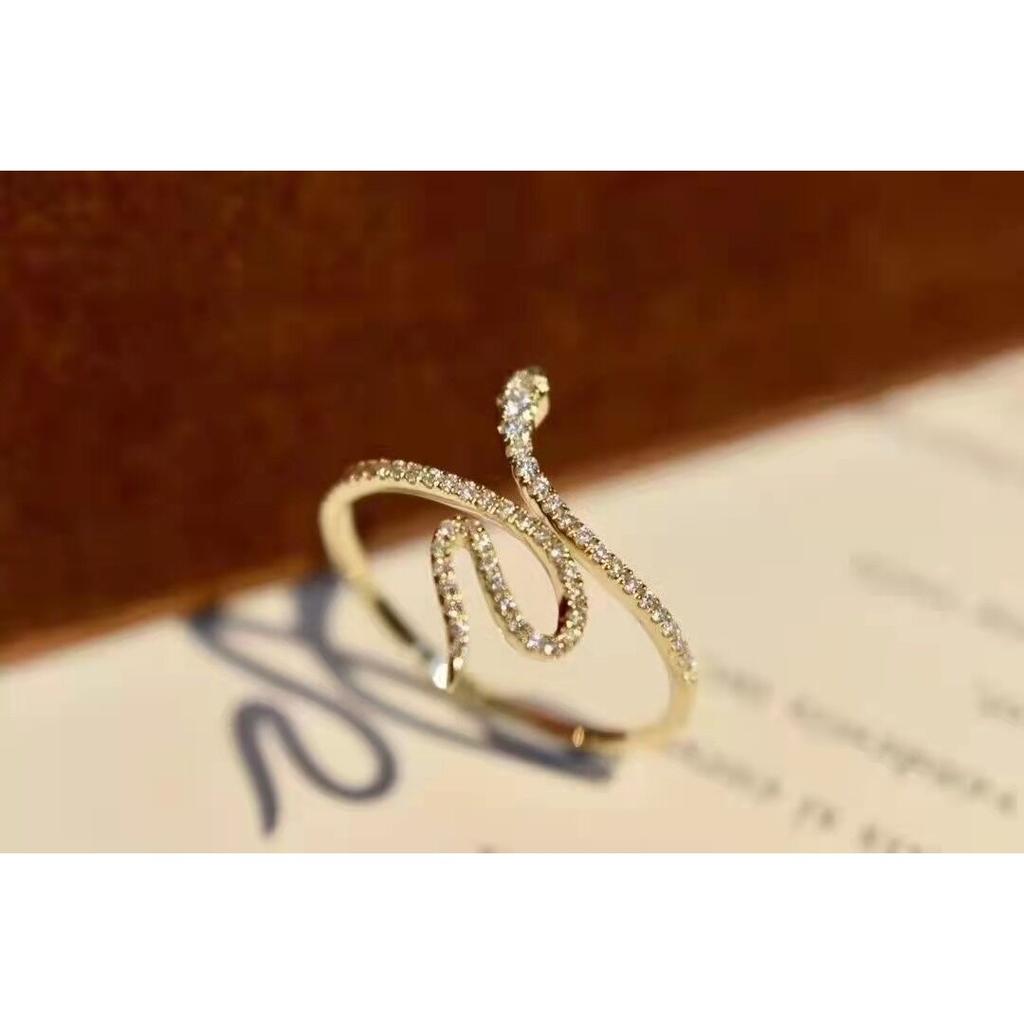 Fashionable Zircon Serpentine Ring Simple Open Serpentine Ring Ins Fresh Style Ring