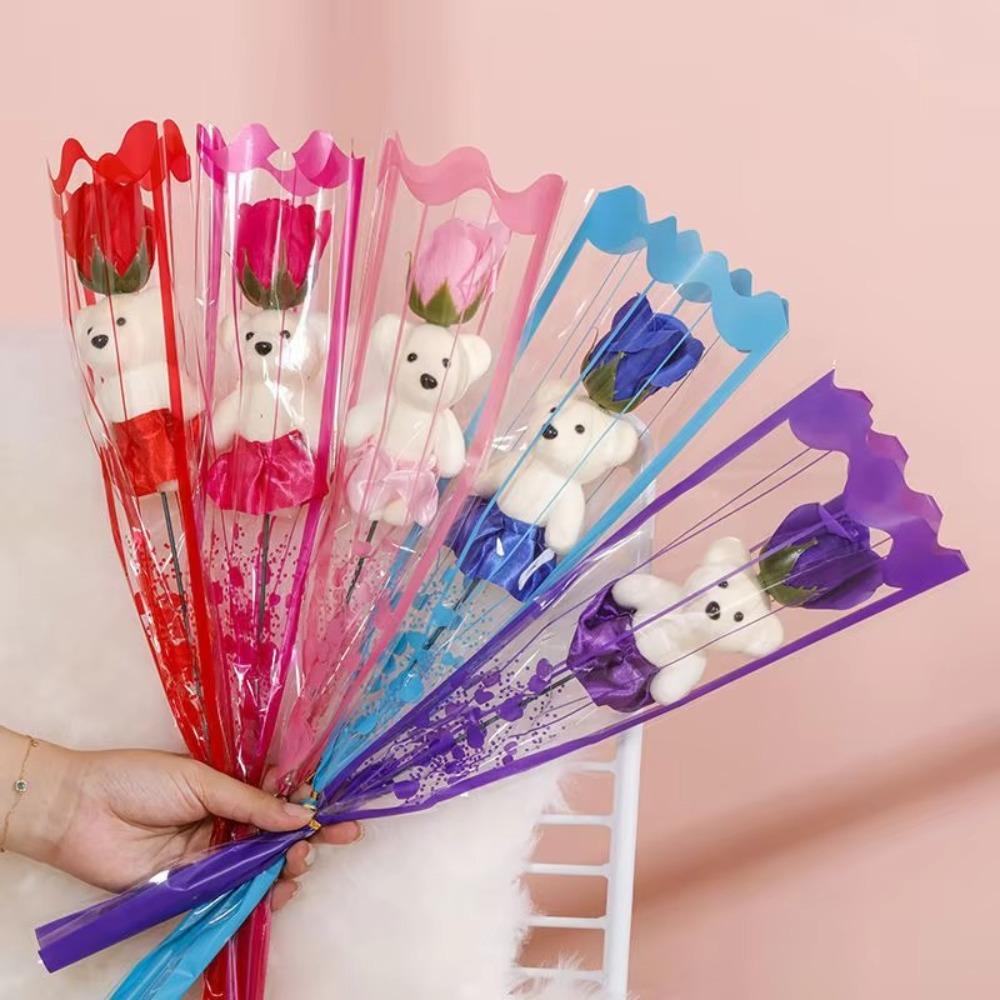 Soap Flower Artificial Rose Flowers Plush Toy Bear Bouquet Decoration