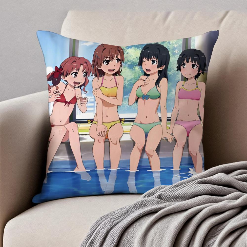 Hot SciFi Anime AA Certain Scientific Railgun Cushion Cover Pillowcase Antidustmite Invisible Zipper Short Plush Sofa Cushion