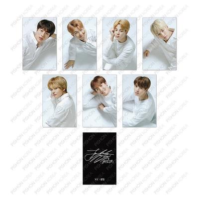Envio doméstico genuíno / Conjunto de photocards autografados pelos membros do BTS de 7, preto/branco