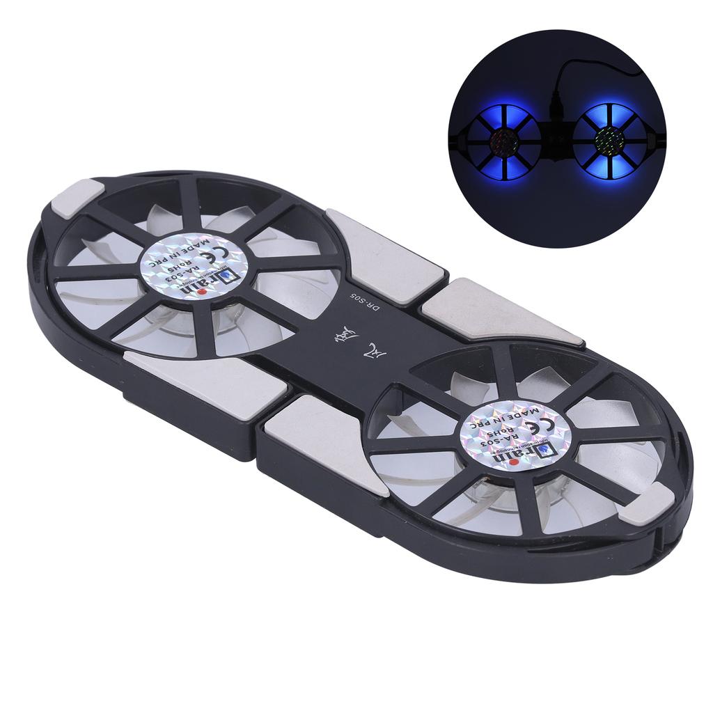 4Color Laptop Cooling Pad Foldable Notebook Cooler DualFan Large Air Volume Radiator Heat Sink(Black )