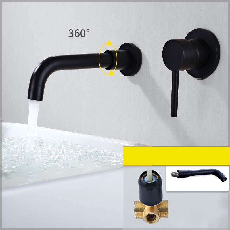 

Black Brass Wall Mounted Bathroom Basin Faucet Wall Sink Swivel Spout Bathtub Mixers Taps Crane Bronze Finished Brass чёрный