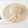 Hat Style Versatile Straw Woven Twocolor Sweet Bow Deep Brim Fishermans Hats