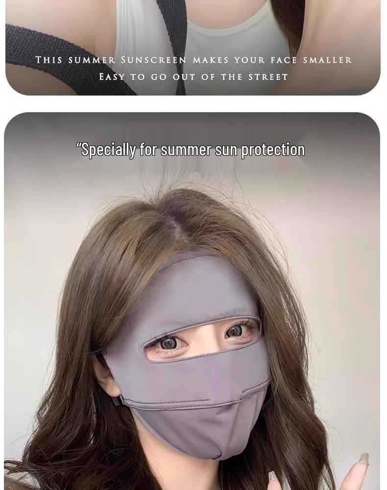 Ice Silk Breathable Full Face Sunscreen Mask - UV Protection for Summer