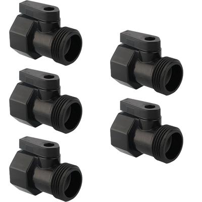 5PCS 3/4\\\" Black ABS Plastic Garden Hose Shut-Off Valve for Outdoor Sprinklers & RV Connections - Leak-Free Ball Valve Design
