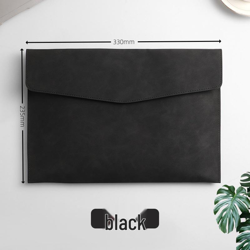 Leather A4 Document Folder - Korean Style Customizable File Bag with Logo Option