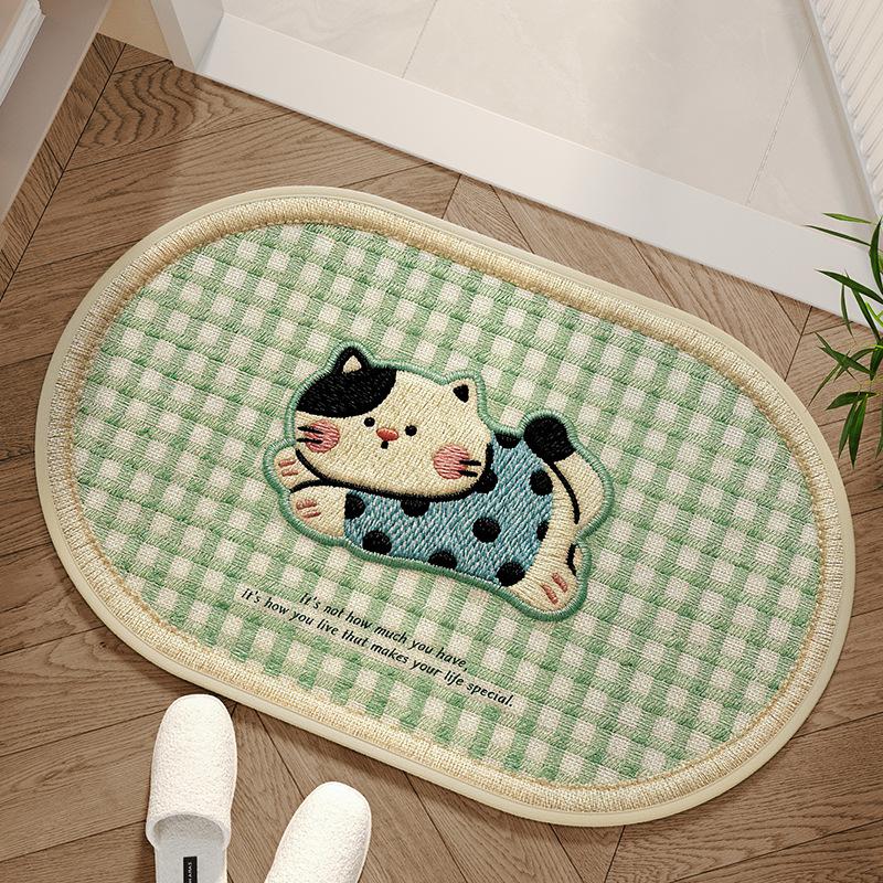 Cartoon Dog Floor Mat Cute Yarn Knit Style Absorbent Rug Non Slip Doormat for Bedroom Living Room Bathroom Home Decor