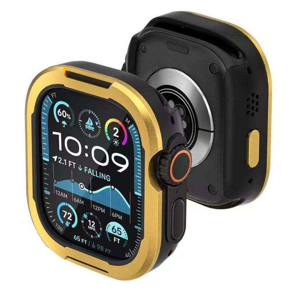 Металлический+ТПУ Чехол для Apple Watch Ultra 3/2 49мм Серии 11 10 46мм Защитный Бампер Чехол для iWatch 9 8 7 6 se 44мм 45мм 40мм 41мм for iwatch 40mm золотой