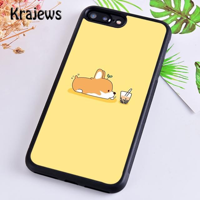 Krajews Corgi und Bubble Tea Weiche Handyhülle für iPhone 14 5 6s 7 8 plus XR XS 11 12 13 pro max Samsung S21 S22ultra Plus