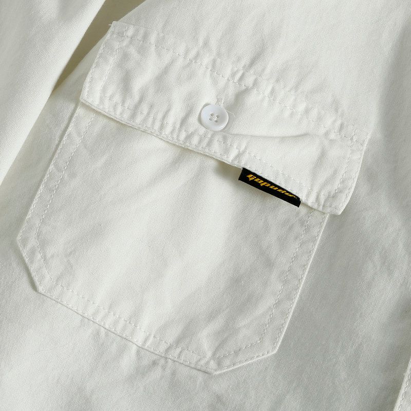 Export Export Tail Single Men's Cut Label Big Brand Leak-Picking Pure Color Multi-Pocket Workwear Shirt Long Sleeve Pure Cotton Shirt Autumn