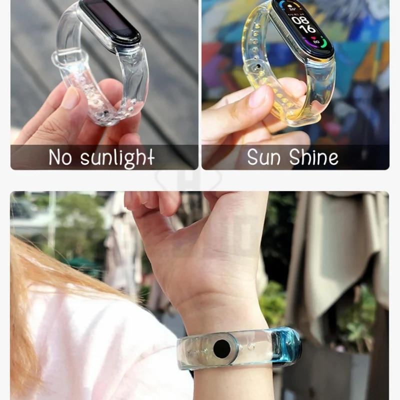 TPE+TPU Strap For Xiaomi Mi Band 8 Transparent Color Change Exposed To Sunlight for Xiaomi Miband 8 Replacement Bracelet