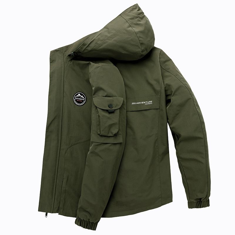 Giacca antivento con cappuccio da uomo primaverile e autunnale, giacca da alpinismo, giacca casual da esterno