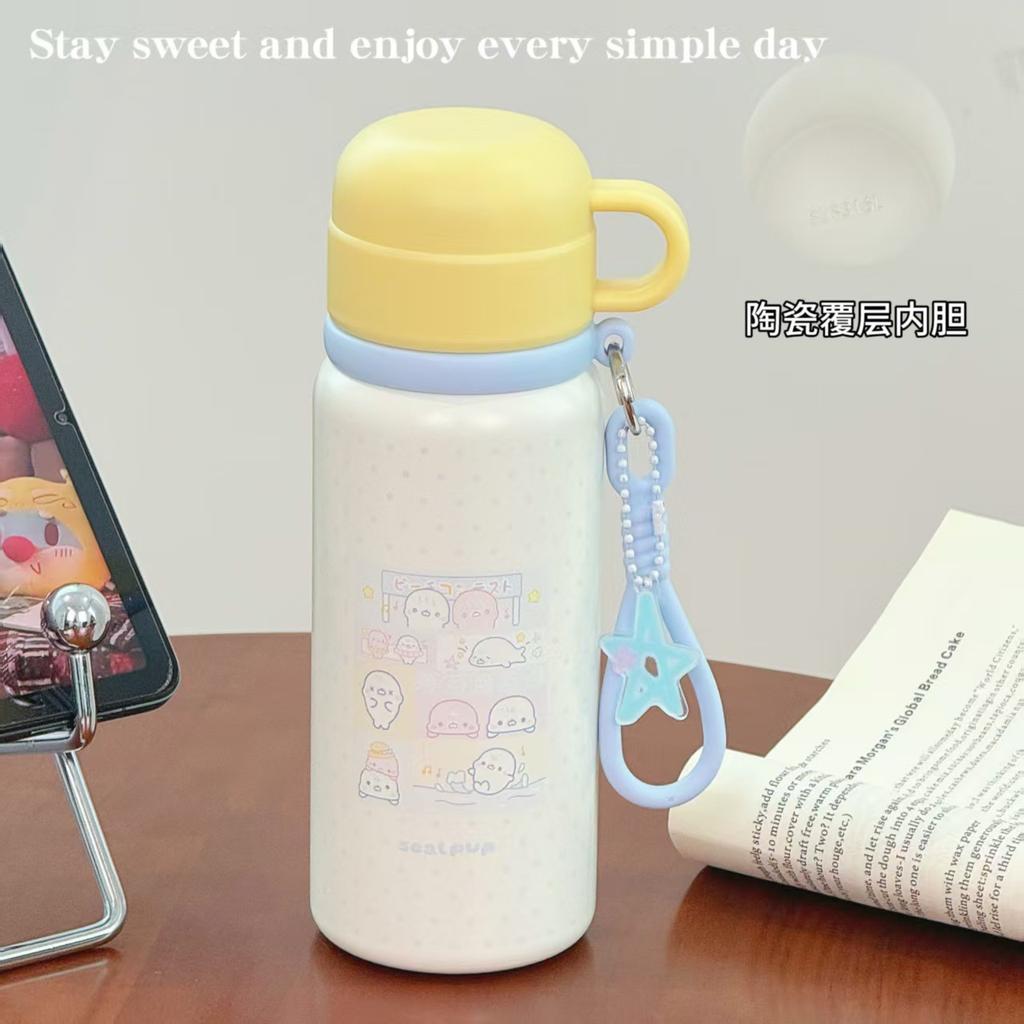 Cute Cartoon Cat Three Drinks Thermos Cup Ins Simple Niche Large Capacity Student Portable Non-collision Water Cup
