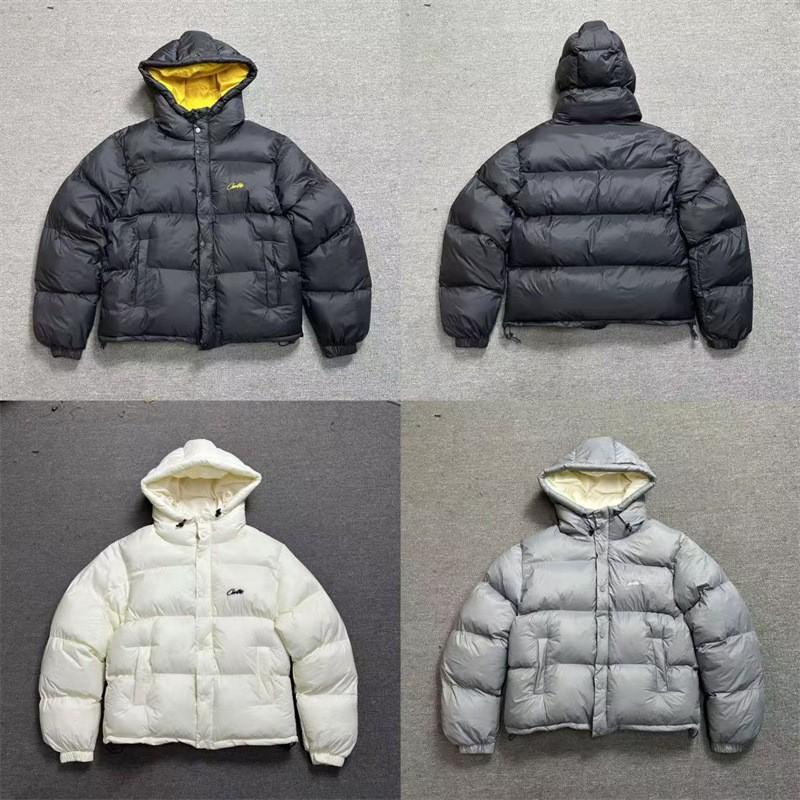 Corteiz Alcatraz Embroidered Letter Hooded Puffer Jacket Loose Fit Thick Winter Coat Teens