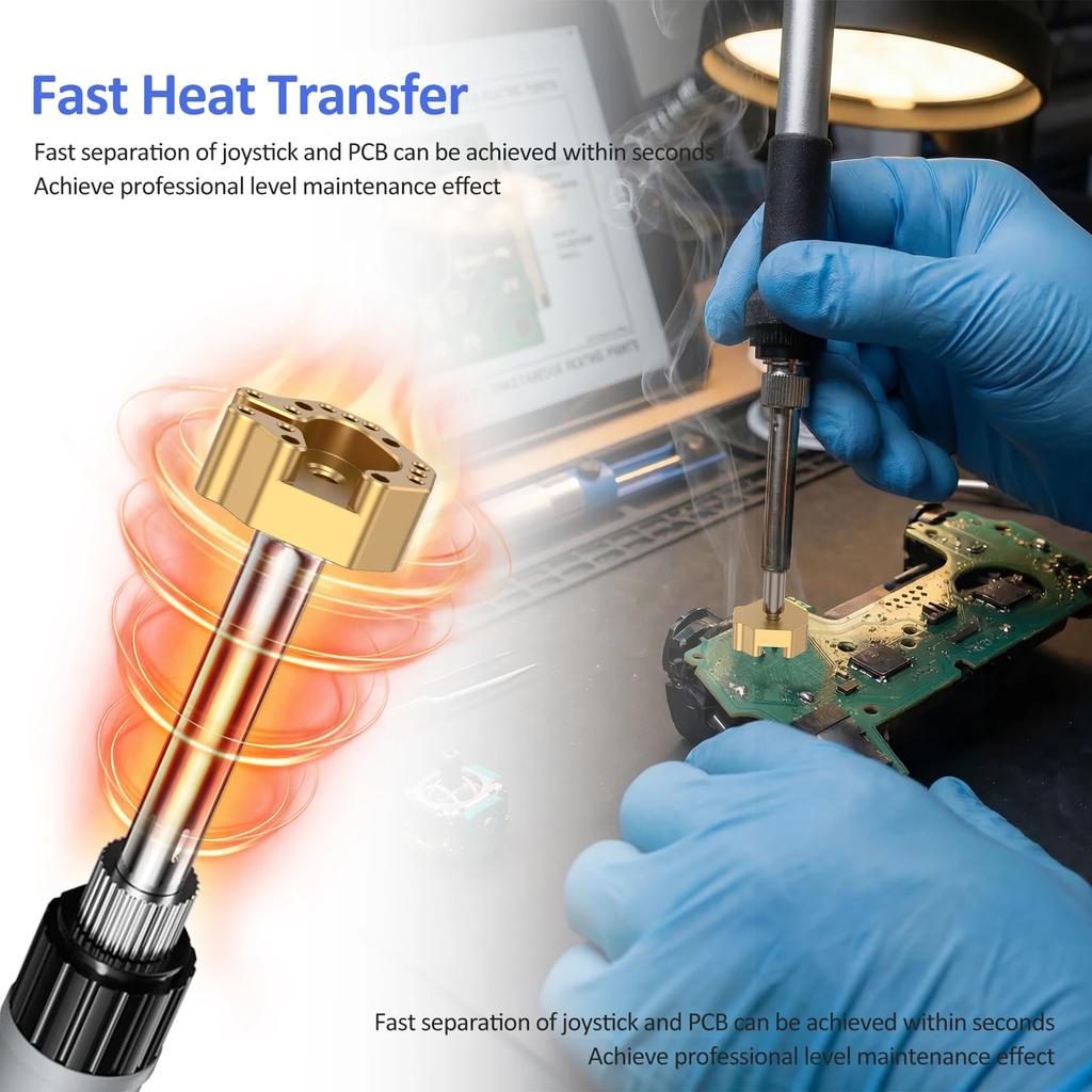 Joystick Soldering Iron Tip with Adapter Multi-Hole Chrome-Plated Copper Tip, Excellent Heat Conduction, Precise Alignment