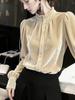 Women's French Velvet Shirt with Wood Ear Collar - Light Luxury, Casual, Loose, Slimming, Versatile Top for Autumn/Winter