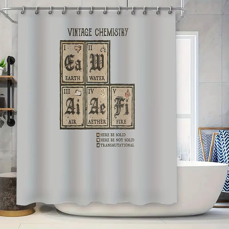 

Periodic Table Shower Curtain Science Decor Chemistry Classroom Dorm Room Backdrop Vintage Style Artistic Home Bathroom Decor W60H190(CM)-1 Pcs