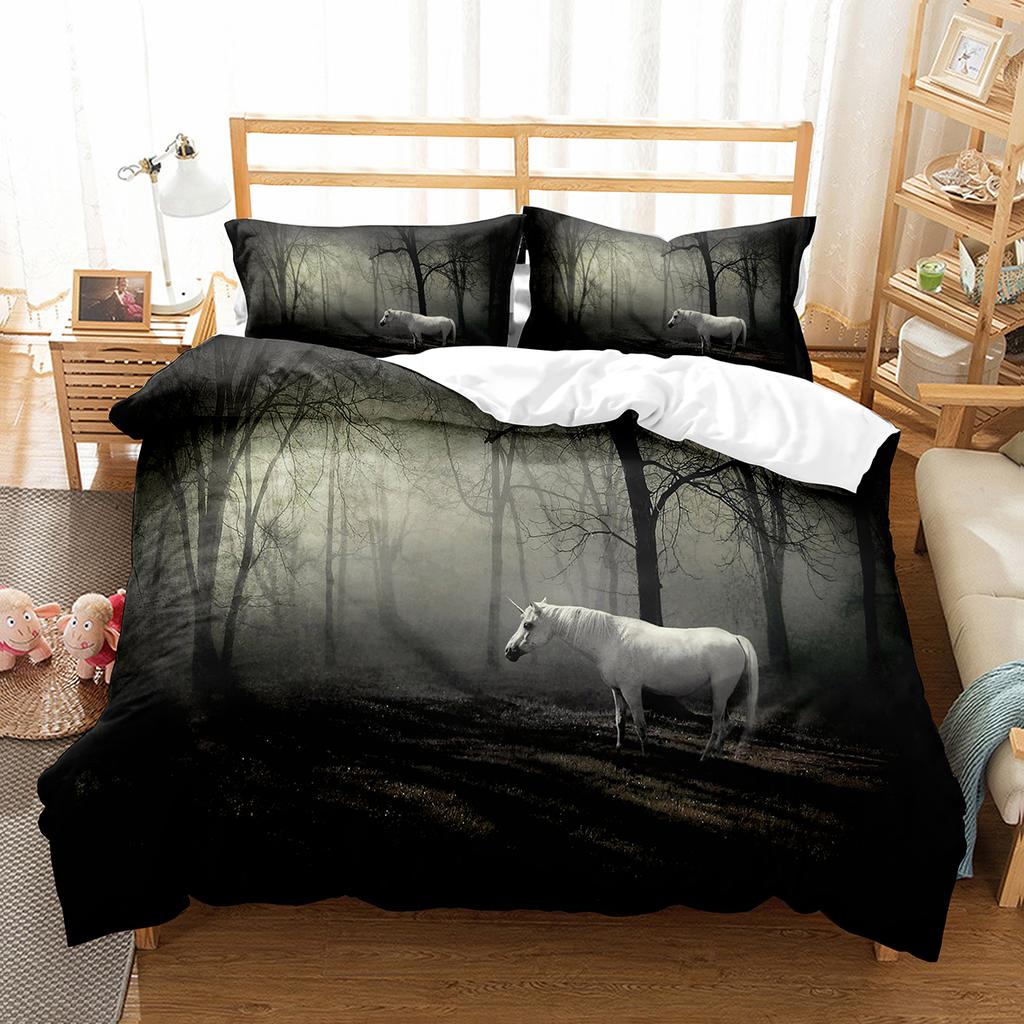 Luxury 3D Bedding Set Europe Queen King Double Twin Duvet Cover Set Comfortable Quilt Cover Bed Set Animal Horse Wild Animals