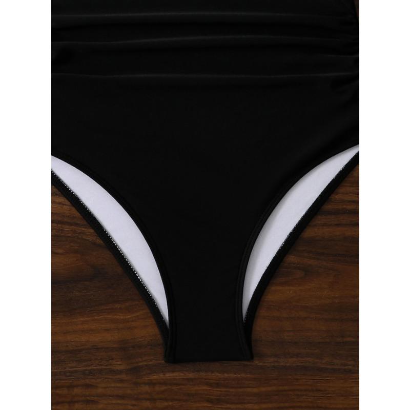 Deep V Neck High Waist Tummy Control Swimwear