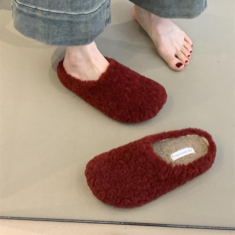 Lamb Wool Slippers Female Outer Wear 2025 Autumn and Winter Gentle Fairy Wind Bag Head Lazy Velvet One Pedal Muller Shoes