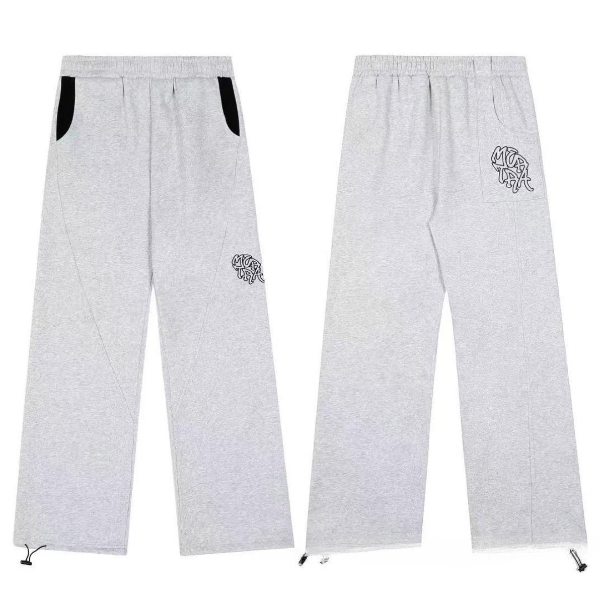 RogueWave Oversized Jogger Drawstring Sweatpants Men Women High Quality Embroidery Logo Grey Pants S