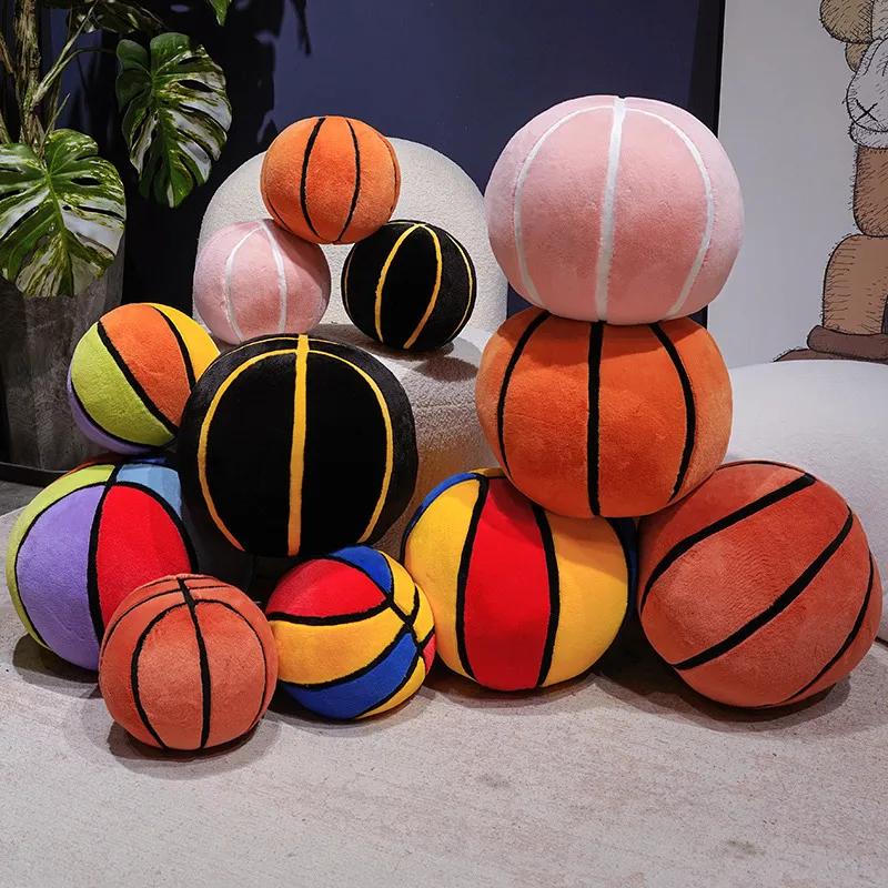 Weiches Flauschiges Basketball Kuschelkissen Niedliches Realistisches Ballförmiges Kissen Plüschdecke für Sofa Schlafzimmer Geburtstagsspielzeug