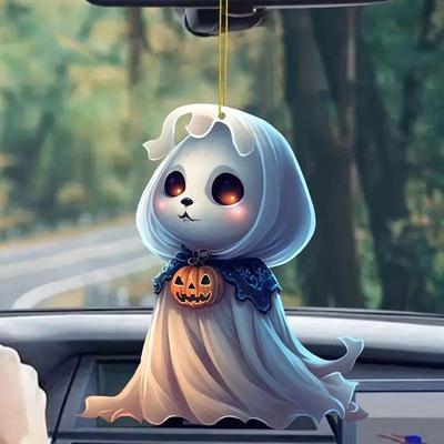 1pc Halloween Pumpkin, Imp Decoration, Flat Acrylic Car Interior Pendant