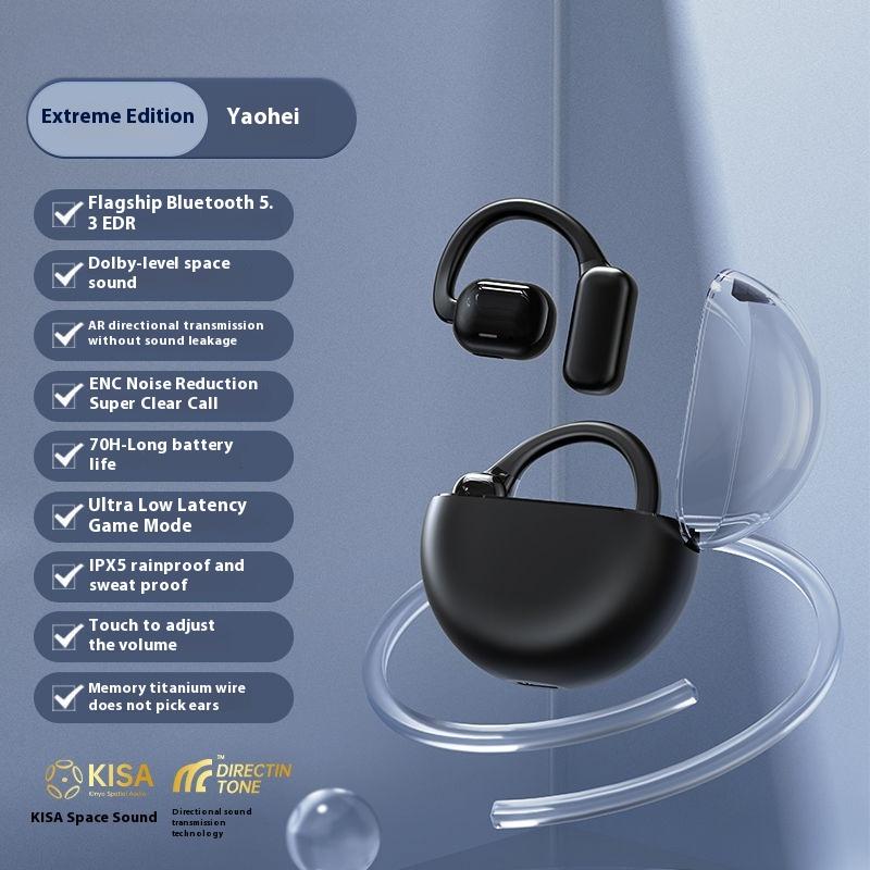 

Bluetooth-гарнитура, не вставляемая в ухо, беспроводная спортивная гарнитура с креплением на ухо, удобная и с длительным сроком службы батареи чёрный