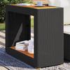 VidaXL Garden Side Table Wooden Top, Coffee Table, Outdoor Patio Backyard Terrace Furniture, Black Resin 366306