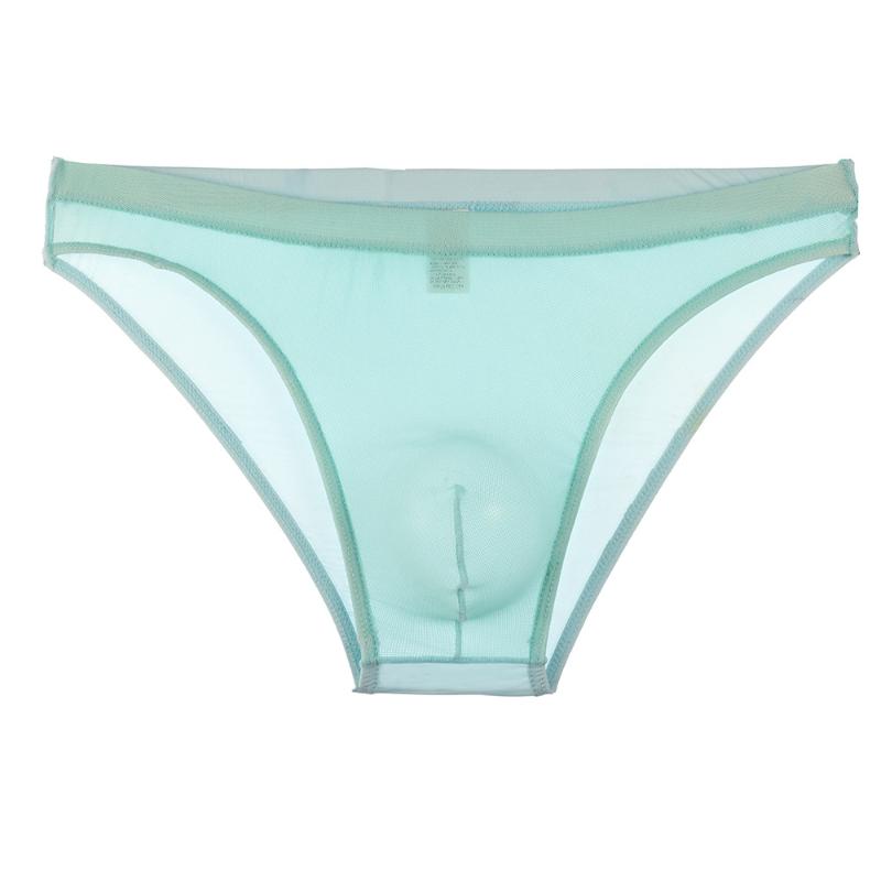 Men'S Sexy Briefs Transparent Mesh Panties Sexy Ice Silk Ultra-Thin Bikini Slip Homme U Convex Pouch Lingerie Underpants