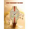 Hip Hop Iced Square Quartz Watch for Men Full Diamond Calendar Luxury Watch