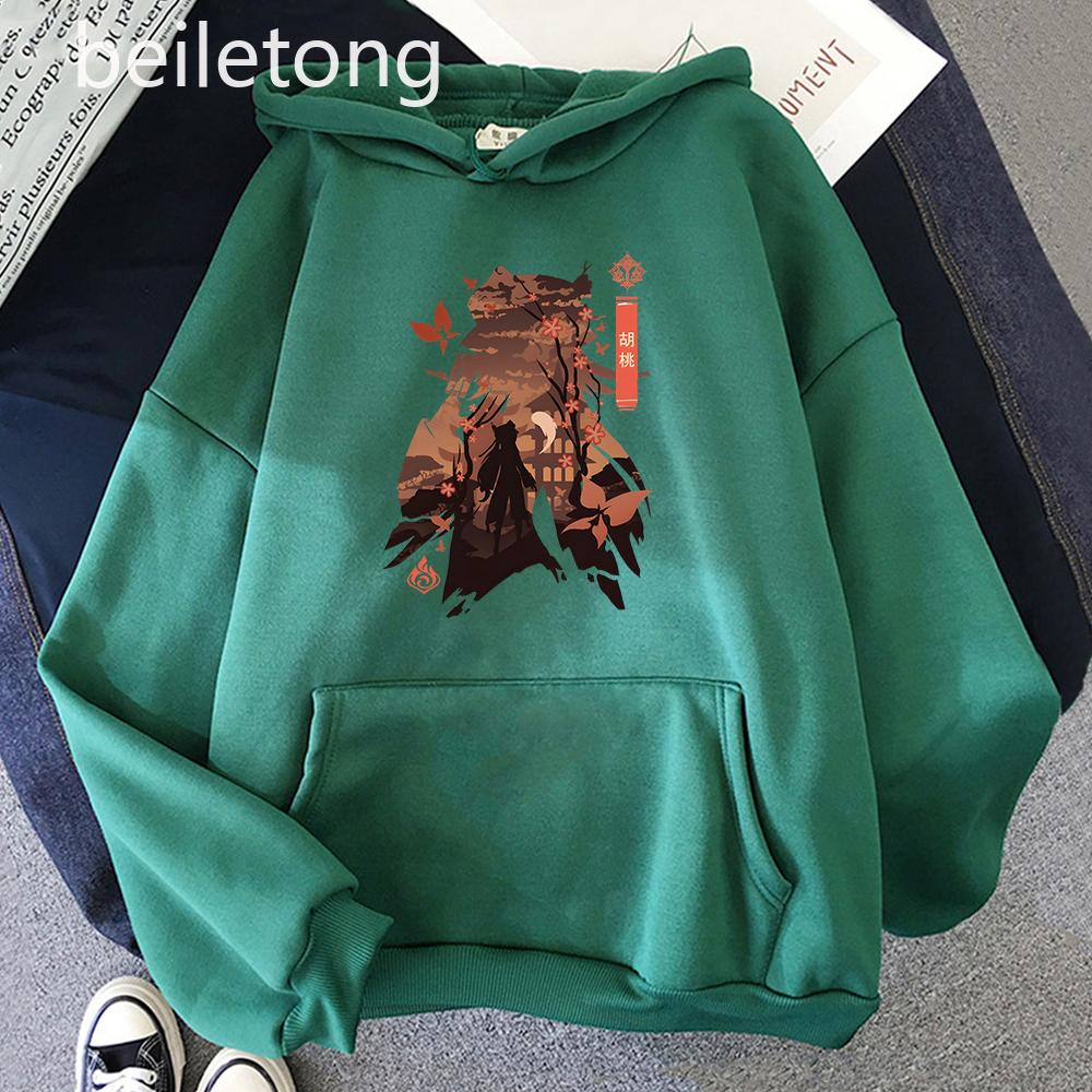 Hu Tao Cosplay Costume Hot Game Genshin Impact Hoody Oversized Clothes Kawaii Cartoon Women Hoodies Men Long Sleeve Streetwear