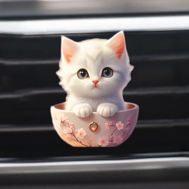 2D Acrylic Car Air Conditioning Vents Aromatherapy Cute Cat Animal Clip Air Outlet Freshener Auto Interior Accessories