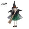 Halloween Witch Ornament Decoration Soft Cloth Gauze Skirt Mini Broom Stuffed Doll Hanging Festival Figurine Pendant Gift Idea