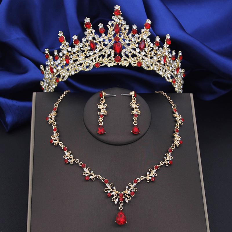 

Качественные медного цвета наборы свадебных украшений «Капля воды», тиары принцессы, ожерелье, серьги, свадебная корона, набор ювелирных изделий для невест